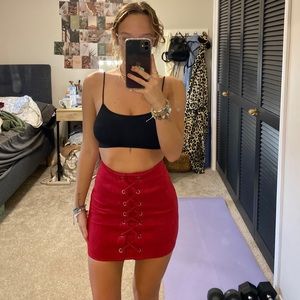 Red velvet skirt SO CUTE, worn once and in great condition!